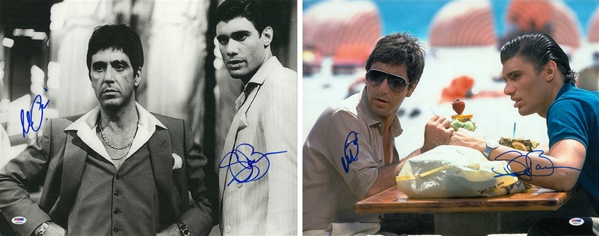 Lot of (2) Al Pacino & Steven Bauer Dual Signed Black & White Photographs From "Scarface" - 2 Different Photos (PSA/DNA)